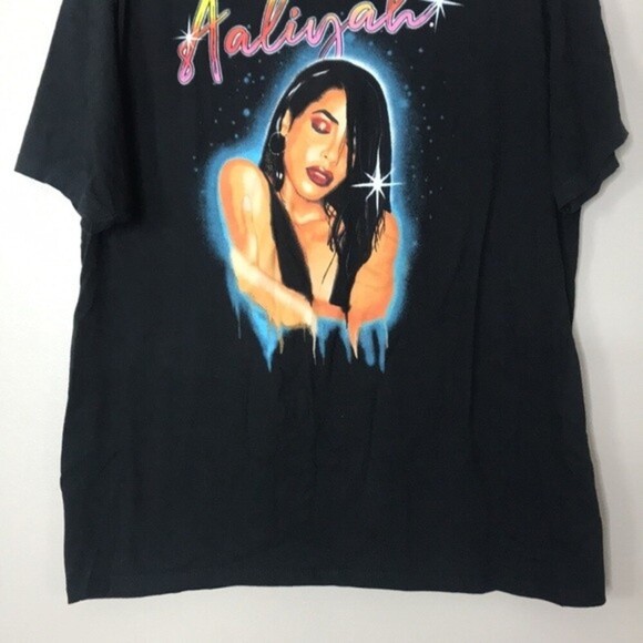 Aaliyah black graphic T-shirt size XL - Picture 3 of 9